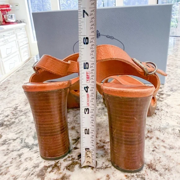 USED Prada Brown Leather Sling Backs in Cognac Size 40 - Picture 13 of 13